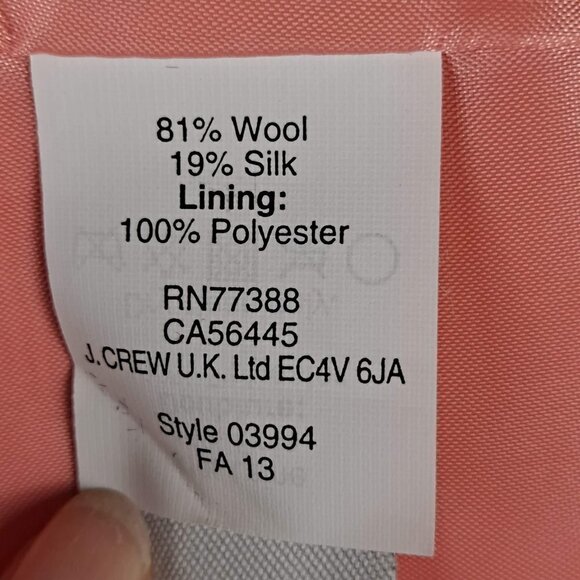 J Crew Collection Size 4 Coral/Pink Mini Skirt Wool/Silk Blend Back Zip EUC - Picture 8 of 9